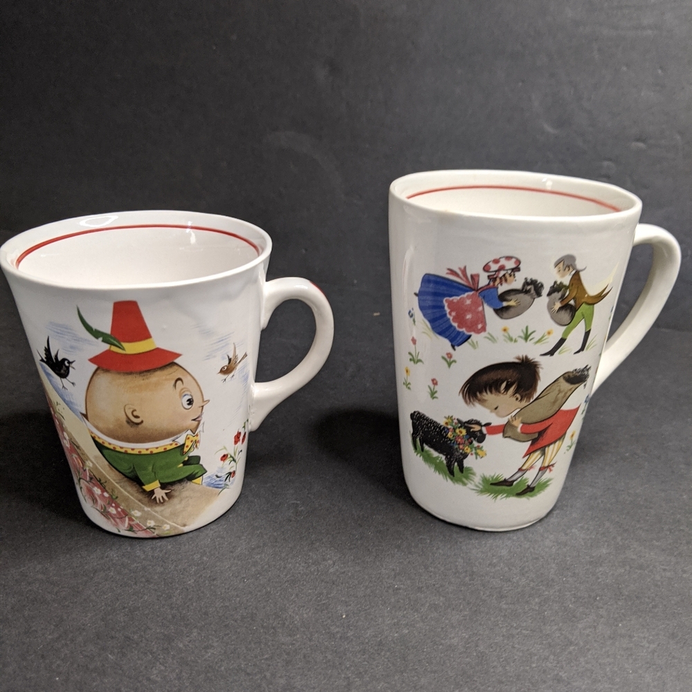 Weatherby Hanley England Royal Falcon Ware Mugs Humpty Dumpty Ba Ba Black Sheep